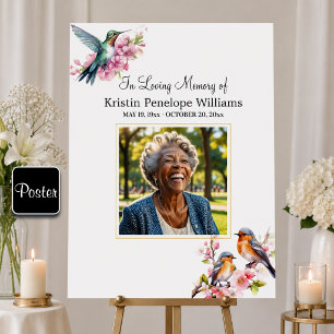 Elegante Kolibris-Blumen-Foto-Bestattung Poster