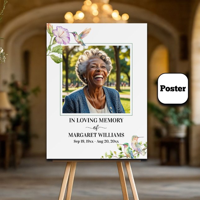 Elegante Kolibris Blumiges Foto Begräbnis Poster (Von Creator hochgeladen)