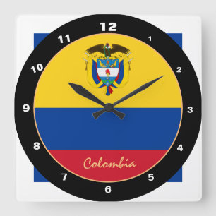 Elegante kolumbianische Flagge, kolumbianische Zuh Quadratische Wanduhr