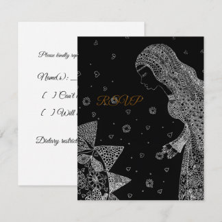 Elegante komplizierte Linienkunst Brautparty RSVP Karte