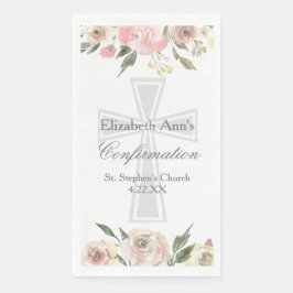 Elegante Konfirmationsfeier Rosa Blumen Custom Serviette