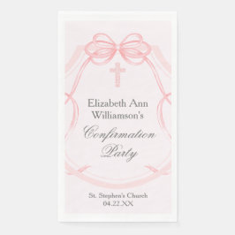 Elegante Konfirmationsfeier Rosa Schleifenband Cus Serviette