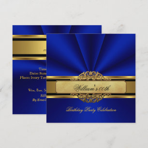 Elegante königliche blaue Gold-Geburtstagsfeier fü Einladung