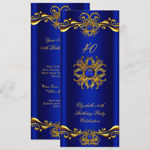 Elegante königliche blaue Juwel Gold-Geburtstagsfe Einladung