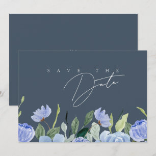 Elegante königliche blaue Opulenz Wildblumen Hochz Save The Date