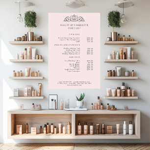 Elegante, königliche, hellrosa Preisliste Poster