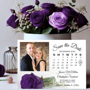 Elegante Königliche Lila Rose Hochzeitstag & Foto Save The Date