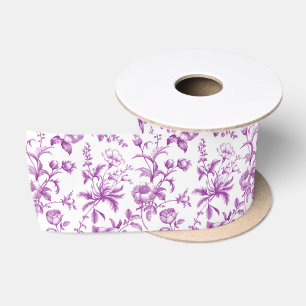 Elegante königliche Pflaume Grandmillennial Toile Satinband