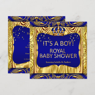 Elegante königliche Prinzen-Baby-Party Blau-Gold-E Einladung