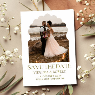 Elegante königliche Save-The-Date-Foto-Hochzeit Einladung