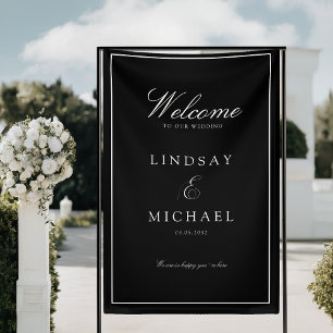 Elegante königliche schwarze und weiße Hochzeit Banner