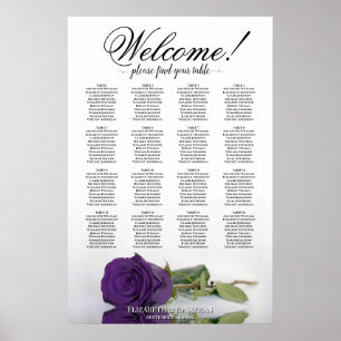 Elegante königliche violette Rose 16-Tisch-Sitzord Poster