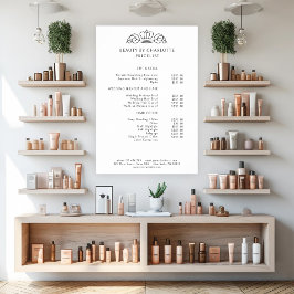Elegante, königliche, weiße Preisliste Poster