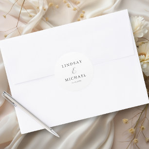 Elegante königliche weiße Schrift Hochzeit Runder Aufkleber