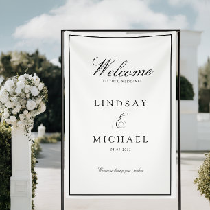 Elegante königliche weiße und schwarze Hochzeit Banner