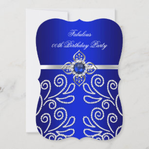 Elegante königsblaue Diamant-Perlen-Geburtstagsfei Einladung