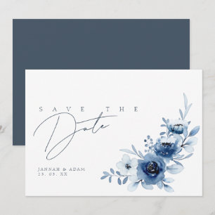Elegante königsblaue Rosen-Blumen-Hochzeit Save th The Date