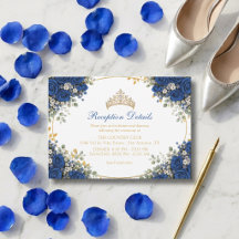 Elegante königsblaue Rosen Golden Quinceañera