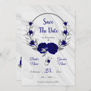 elegante königsblaue silbergraue Blüte rettete das Save The Date
