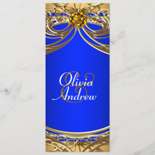 Elegante königsblaue und goldene Hochzeit Einladung