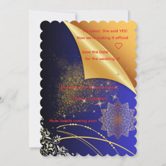 Elegante königsblaue und goldene indische Hochzeit Einladung