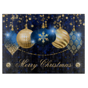 Elegante königsblaue und goldene Winter-Weihnachts Schneidebrett