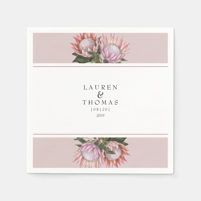 Elegante Königsprotea Blume Napkins Serviette (Vorderseite)