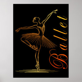Elegante Kontur eines Darstellenden Ballerina Poster