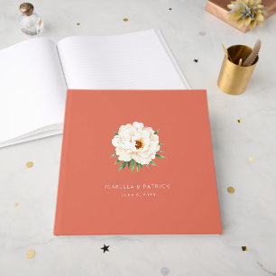 Elegante Korallen-Blumenillustration Gästebuch