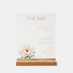 Elegante Korallen-Minimalist-Bar-Speisekarte Acrylschild