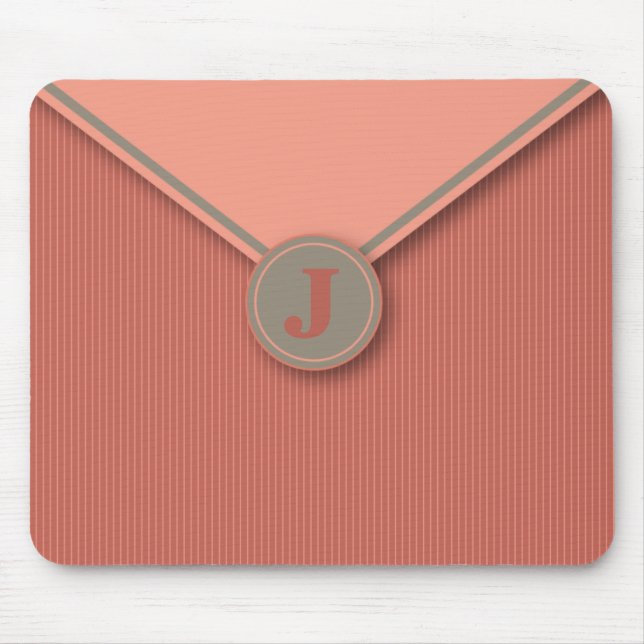 Elegante Korallen Personalisiert Mit Monogramm Mou Mousepad (Vorne)