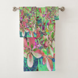 Elegante Korallen und Chartreuse Limelight Hydrang Badhandtuch Set