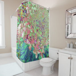 Elegante Korallen und Chartreuse Limelight Hydrang Duschvorhang