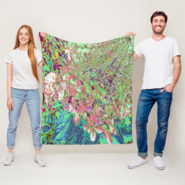 Elegante Korallen und Chartreuse Limelight Hydrang Fleecedecke