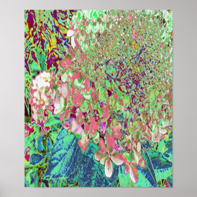 Elegante Korallen und Chartreuse Limelight Hydrang Poster (Vorne)
