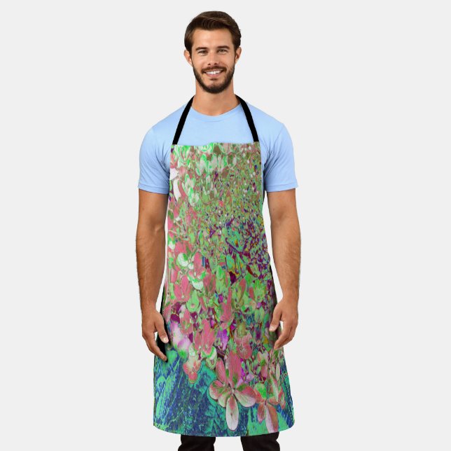 Elegante Korallen und Chartreuse Limelight Hydrang Schürze (Getragen)