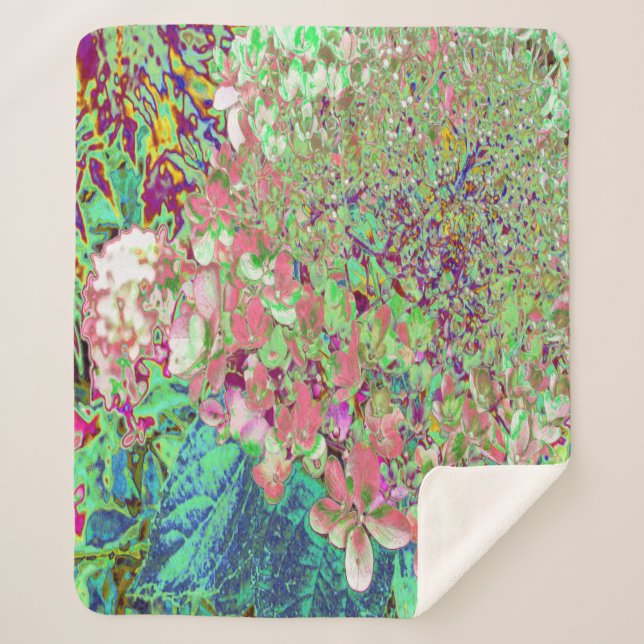 Elegante Korallen und Chartreuse Limelight Hydrang Sherpadecke (Vorderseite)
