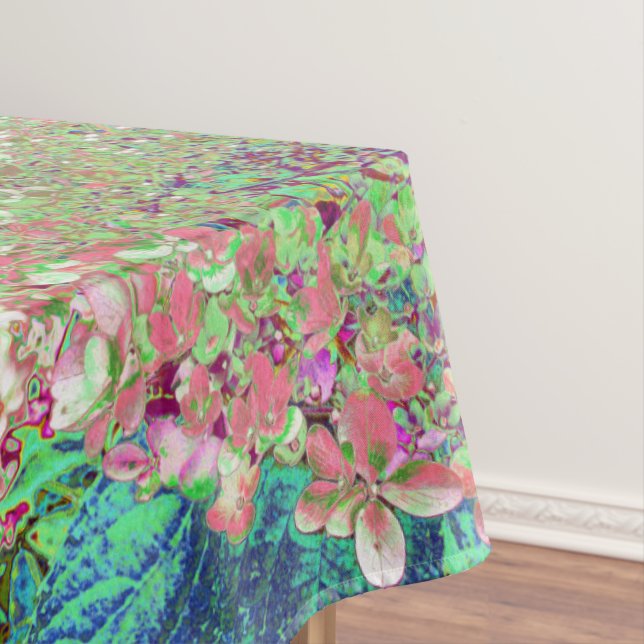 Elegante Korallen und Chartreuse Limelight Hydrang Tischdecke (Beispiel)
