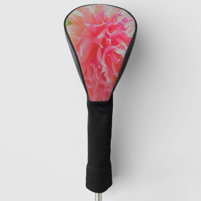 Elegante Korallen und rosa Dekorative Dahlia Golf Headcover (Vorderseite)