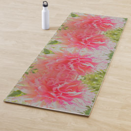 Elegante Korallen und rosa Dekorative Dahlia Yogamatte
