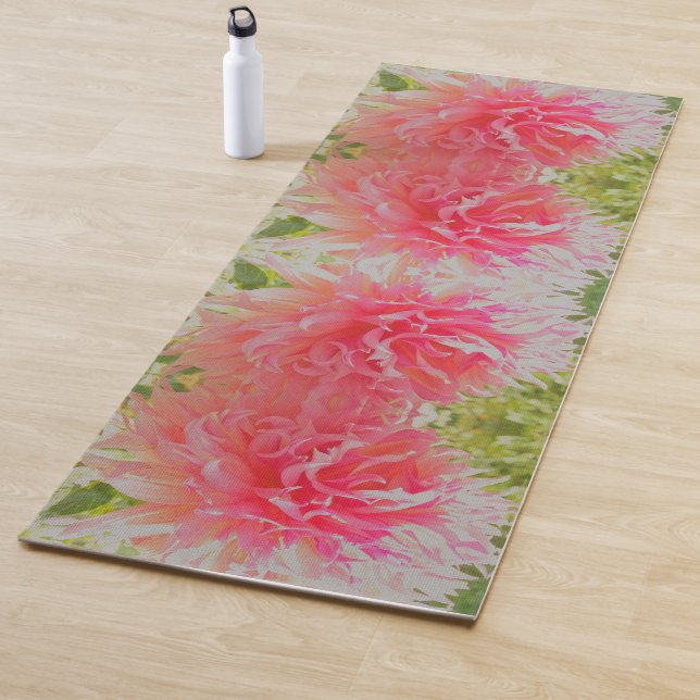 Elegante Korallen und rosa Dekorative Dahlia Yogamatte (Beispiel)