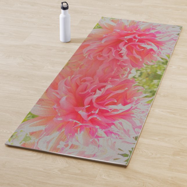 Elegante Korallen und rosa Dekorative Dahlia Yogamatte (Beispiel)