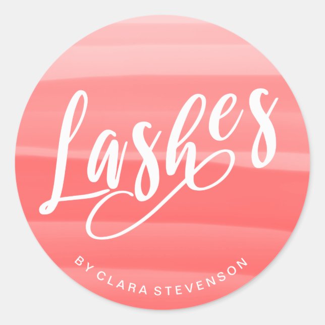 Elegante Korallenpinsel mit Pinselstrichen Runder Aufkleber (Vorderseite)