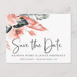 Elegante Korallentropen Save the Date Ankündigungspostkarte
