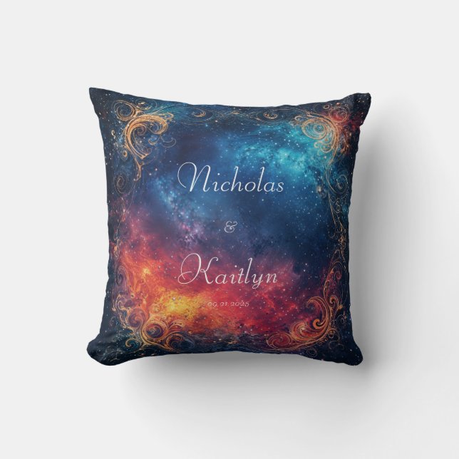 Elegante kosmische Hochzeit Kissen (Vorderseite)
