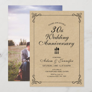 Elegante Kraft 30. Hochzeitstag Einladung
