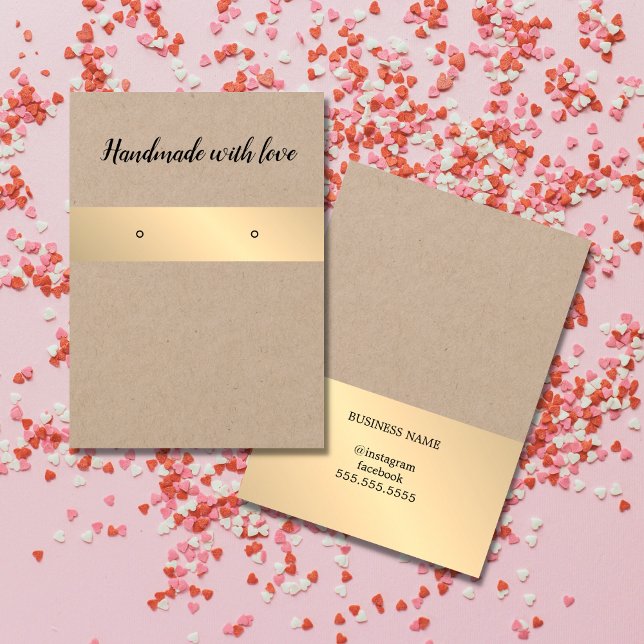 Elegante Kraft Golden Stripe Earring Card (Von Creator hochgeladen)