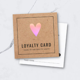 Elegante Kraft Pink Herz Salon Loyalität Karte
