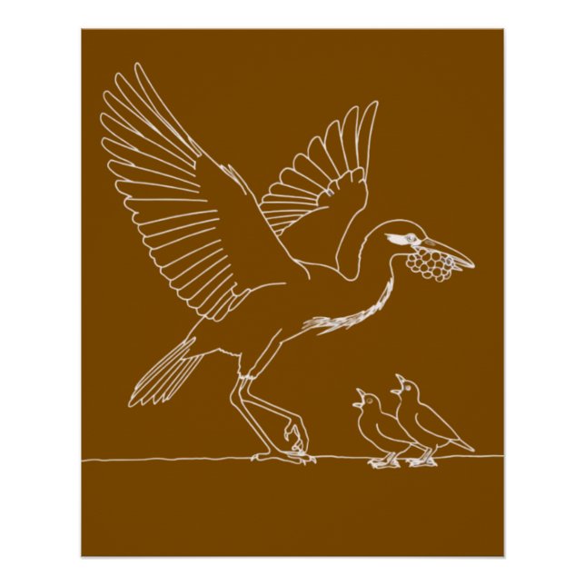 Elegante Kranichvogel-Illustration  Poster (Vorderseite)