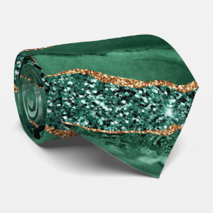 Elegante Krawatte Achat Grün Gold Glitter Marmor